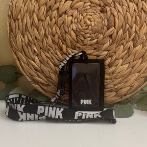 PINK Victoria's Secret Black ID Holder with Lanyard